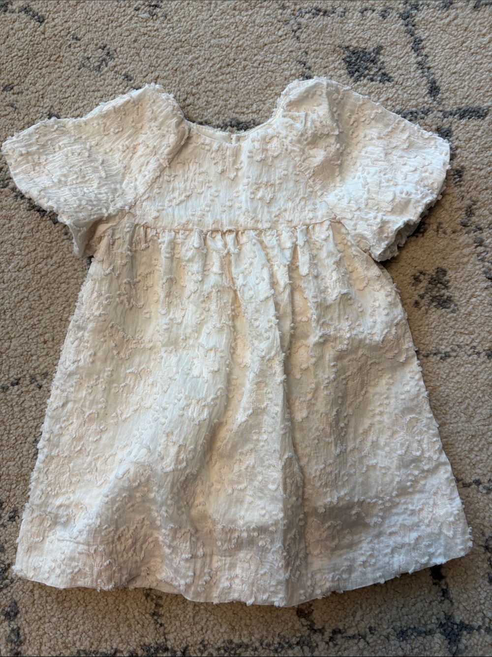 Zara Cream Floral Textured Baby Dress 12-18 Mo